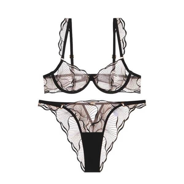 Embroidered Lace Lingerie Set